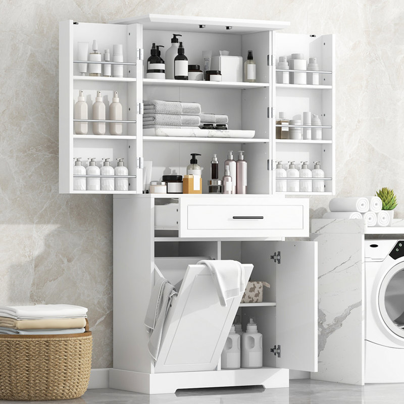 Versatile Freestanding Bathroom Cabinet with Multiple Compartments, White