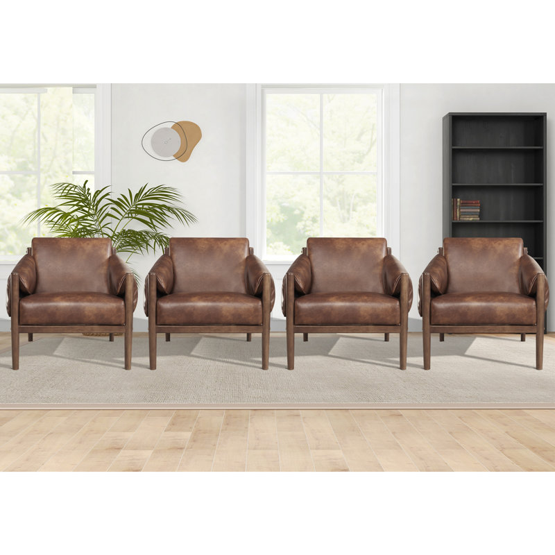 Nakishia Faux Leather Armchair, Brown 