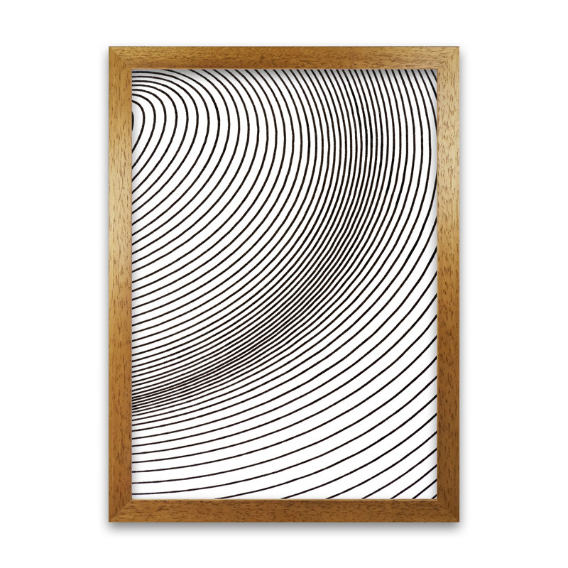 Black And White Line Drawing - Print, Oak Frame, 30cm H x 21cm W x 3cm D
