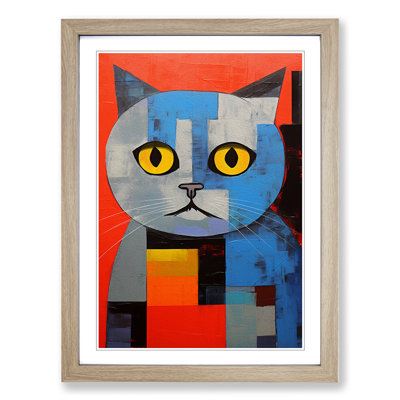 Cat Constructivism No.2 - Single Picture Frame Print on Wood