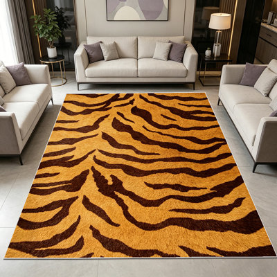 1PC Tiger Stripe Animal Print area rugs for Living Room, Soft, All seasons, Easy-maintain, Washable Indoor mat, Farmhouse suitable for dining table, bedroom, entryway, kitchen, patio, farmhouse hallway, Home Decor, Outdoor Decor.