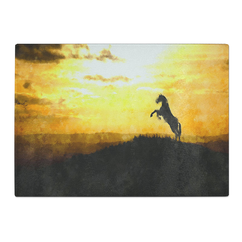 Horse at Sunset Painting Chopping Board, 0.4cm H x 28.5cm W x 39cm L