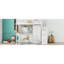 Lit mezzanine blanc avec bibliothèque pratique, tiroirs, bureau et garde-robe. Construction en pin. Chambre de jeu inspirée de la chambre à coucher. Garde-robe de plus de 6 ans - Construisez des pièces plus anciennes-416642236