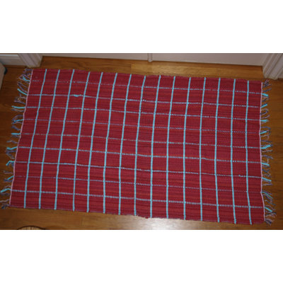 Tapis en coton bleu tissé à plat Van Buren