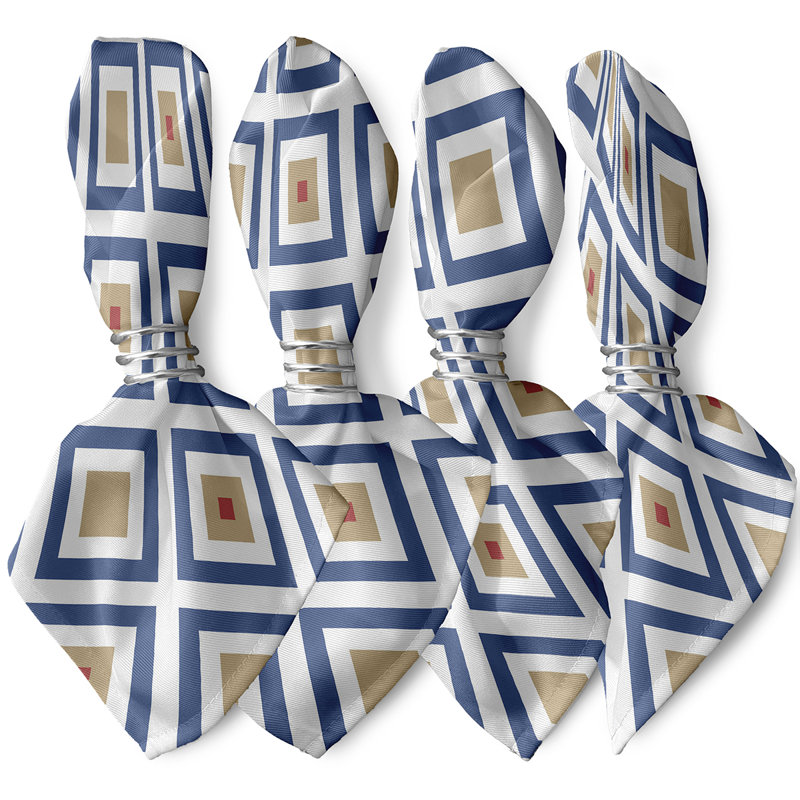 Ensemble de serviettes 4 pièces Frances, Bleu, taupe / beige, L 18 po x L 18 po