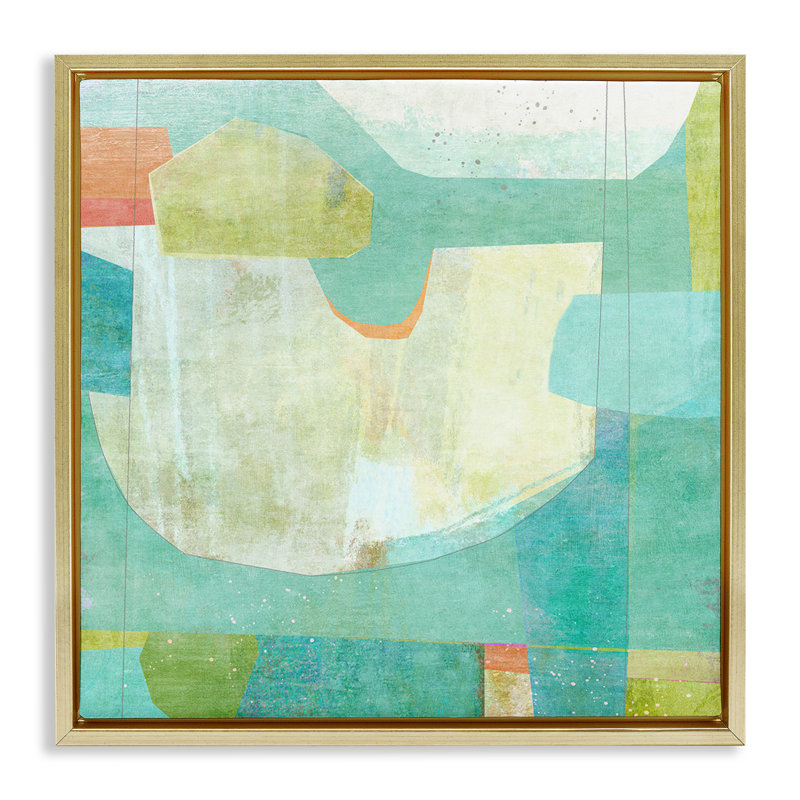 Cadre flottant Aqua Pool Abstraction, design par Suzanne Nicoll, H 25 po x l 25 po, Cadre flottant métallique doré