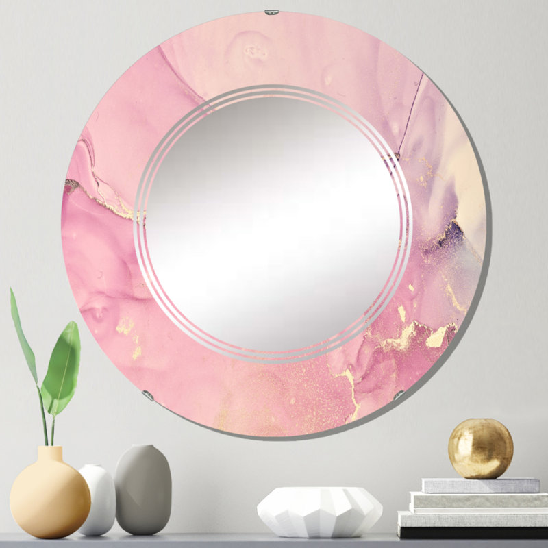 Miroir mural rose Modern Waves II, 24 po x 24 po