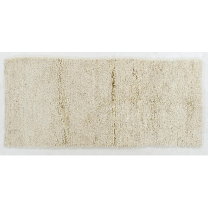 Tapis Tulu uni ivoire, 100% laine naturelle non tissée, options personnalisées