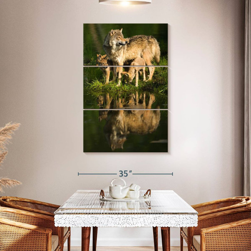 Brampt Wolves By The Lake, 50" H x 32" W