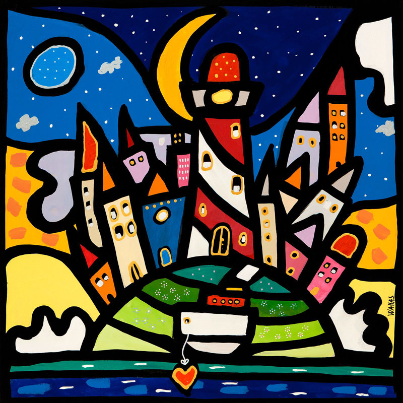 Happy Island by Wallas - Wrapped Canvas Print, 70cm H x 70cm W