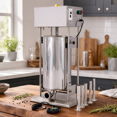 Machine à saucisse en acier inoxydable durable - remplisseur de viande électrique avec commande à pédale et plusieurs tailles de tubes