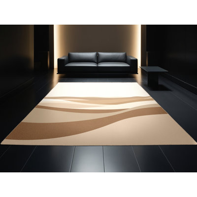 Tapis beige de couleur unie minimaliste lavable à la machine Panameno