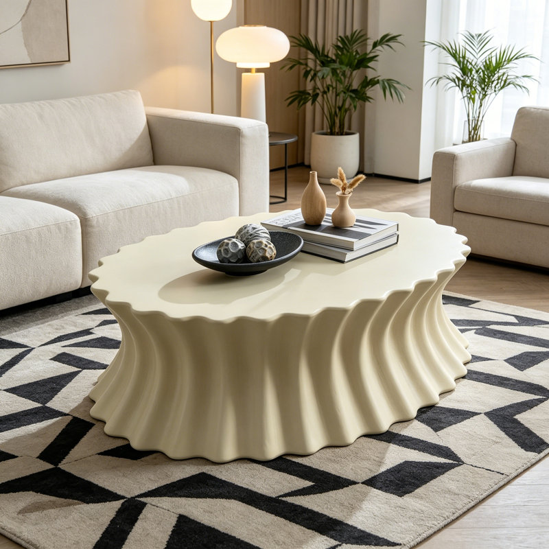 Table basse de forme ovale avec base robuste