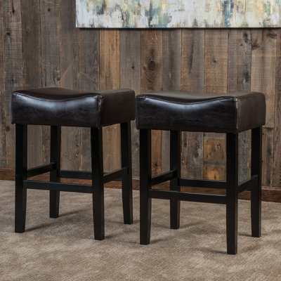 26" Backless Counter Stools, 2-Pcs Set, Brown