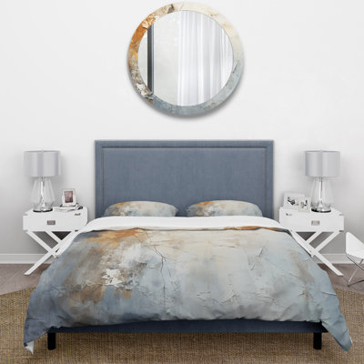 Ensemble de housse de couette abstrait bleu et beige Spatula Path To The Ink