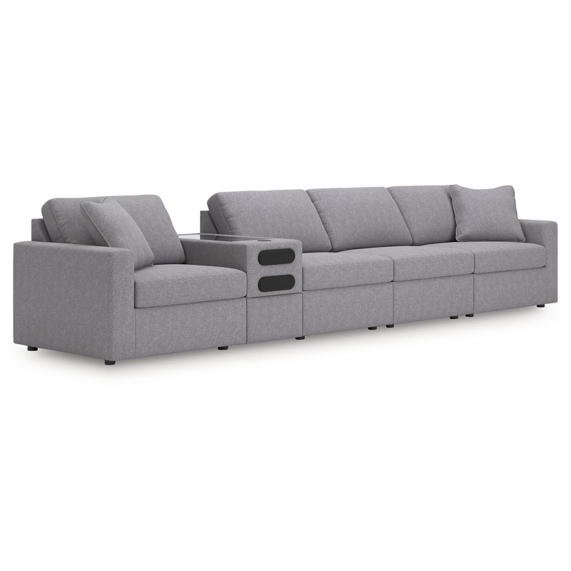 Depew 5-Piece Sectional, Gray Polyester