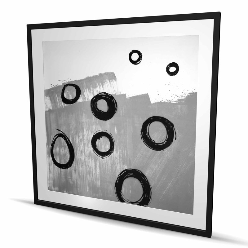 Imprimé décortiqué gris mat avec encadrement de bureau | Décoration intérieure, H 48 po x l 48 po, Noir