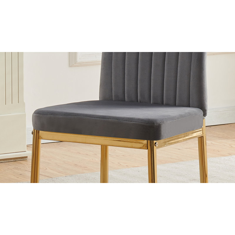 Glitz Velvet Dining Chairs with Gold Legs, Grey
