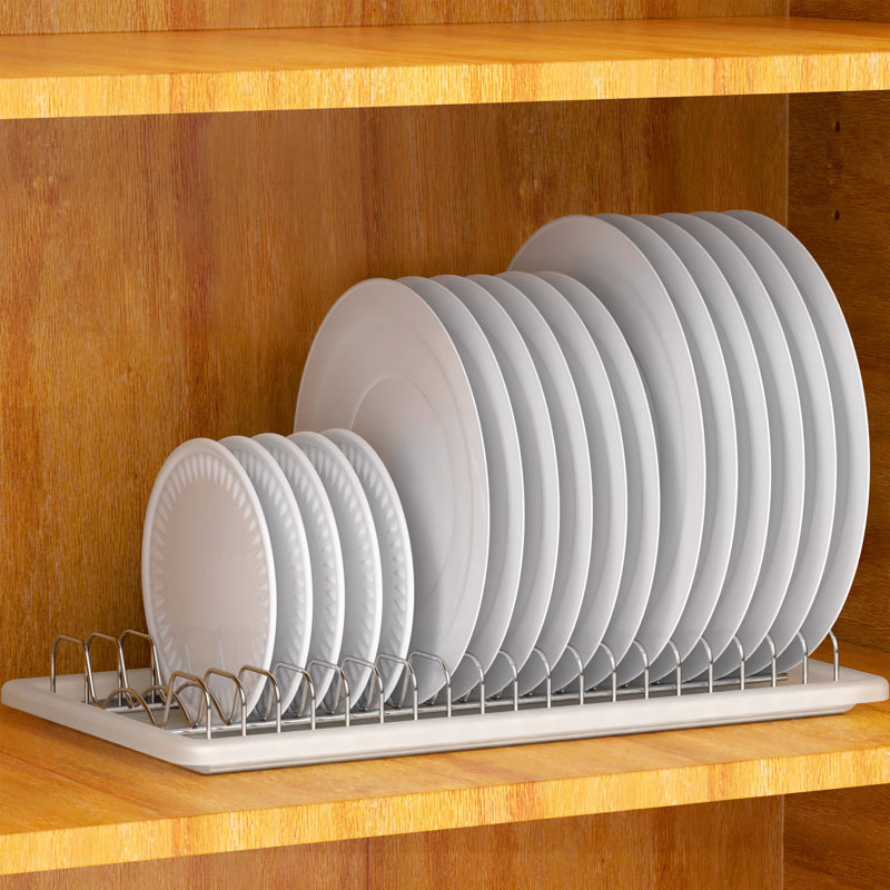Séchoir à assiettes en acier inoxydable avec égouttoir, chrome