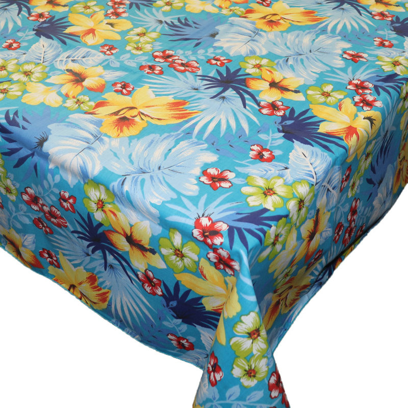 Nappes tropicales à imprimé hawaïen, Turquoise, 58 po carré