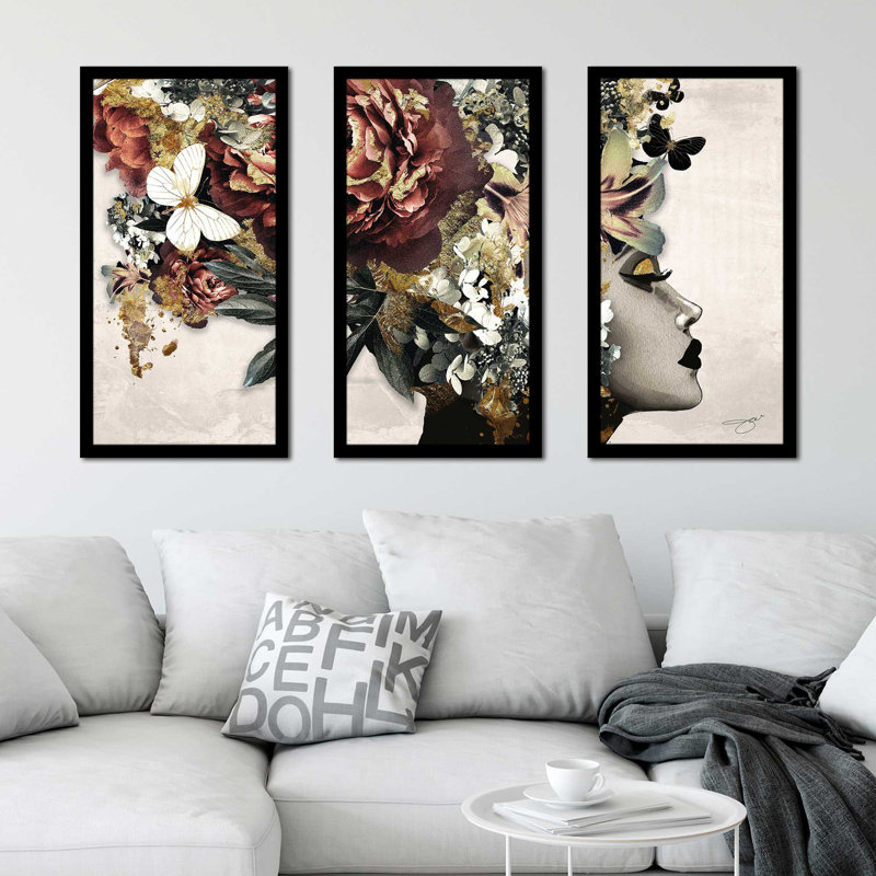 "Afrique Model 2" par Jodi - 3 pièces encadrées, L 40,5 po x H 25,5 po x P 1 po