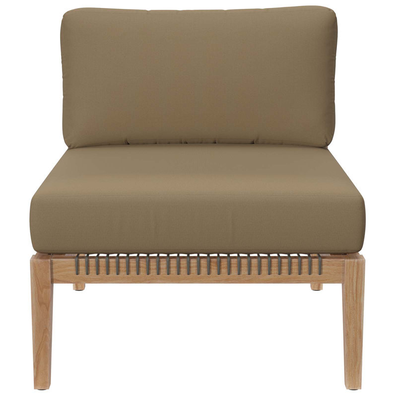 Modway Clearwater Outdoor Patio Teak Wood Armless Chair, Light Brown