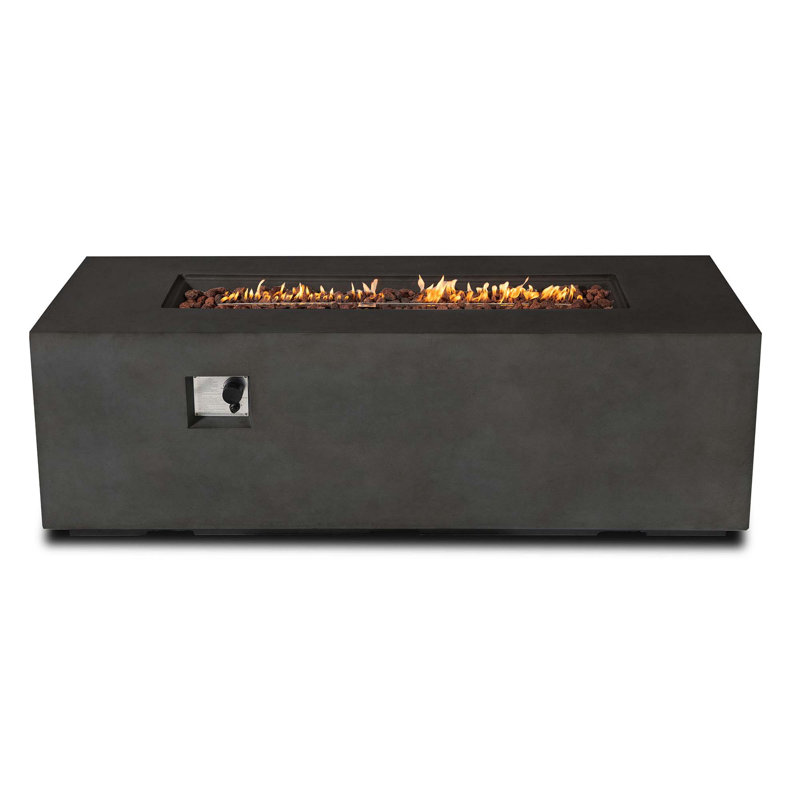 70Inch Concrete Large Fire Pit Table, Dark Gray