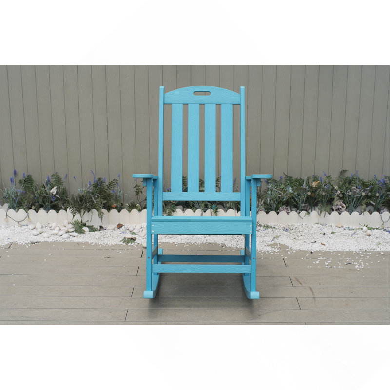 Rocking chair navy blue color, suitable for all seasons: Outdoor lounge chair, made of sturdy material, equipped with 304 stainless steel accessories.