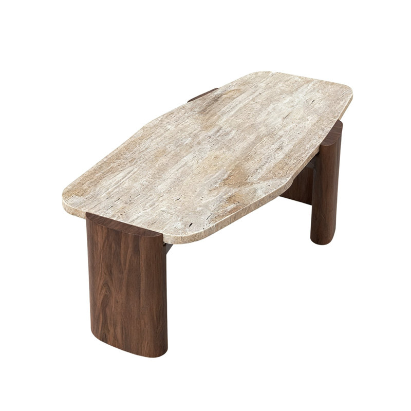 Modern Solid Wood Free form Coffee Table, Brown, 13.78" H x 43.31" L x 20.47" W