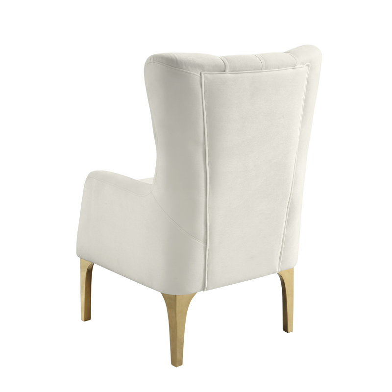 Chaise avec accoudoirs rembourrés Keivin, Blanc cassé
