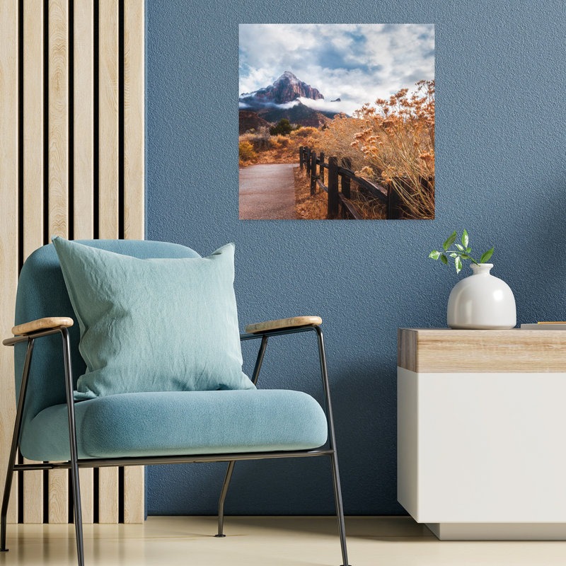 Art contemporain, paysage paisible d'automne paisible, H 18 po x l 18 po