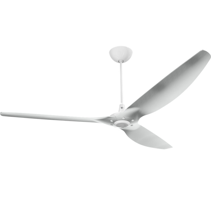 Haiku Smart Downrod Ceiling Fan, White with Brushed Aluminum Blades, 84 inches