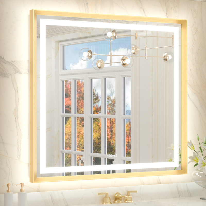 Miroir de salle de bain Dineen, Doré, 36 po x 36 po