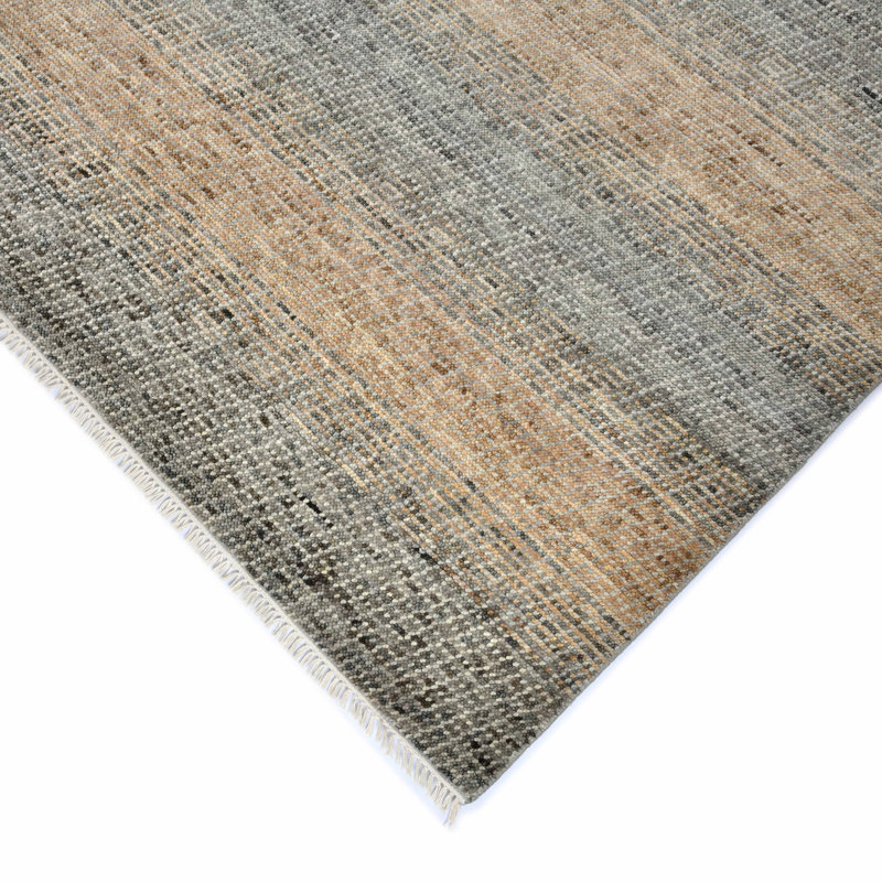 Handmade Gray and Tan Wool Geometric 2' x 3' Rug