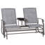 Herrman 2 Seats Garden Glider Bench with Glass Top Centre Table Brown/Grey