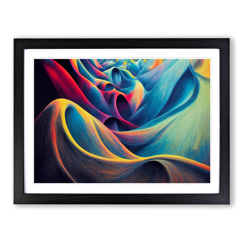 Enlivening Abstract - Single Picture Frame Painting, Black , 46cm H x 64cm W x 2cm D