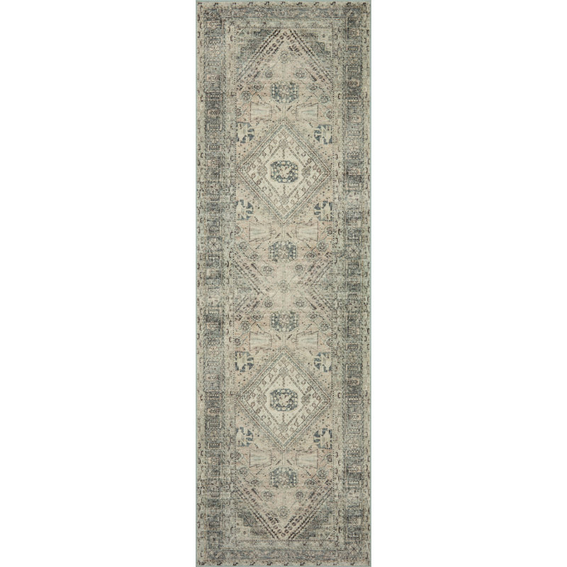 Natural Sage Washable Polyester Runner Rug 2'-3" x 11'-6"