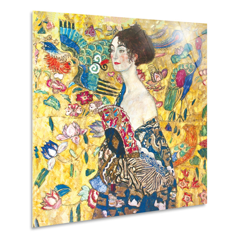 Lady With Fan by Gustav Klimt - No Frame Painting on Plastic / Acrylic, 65cm H x 65cm W