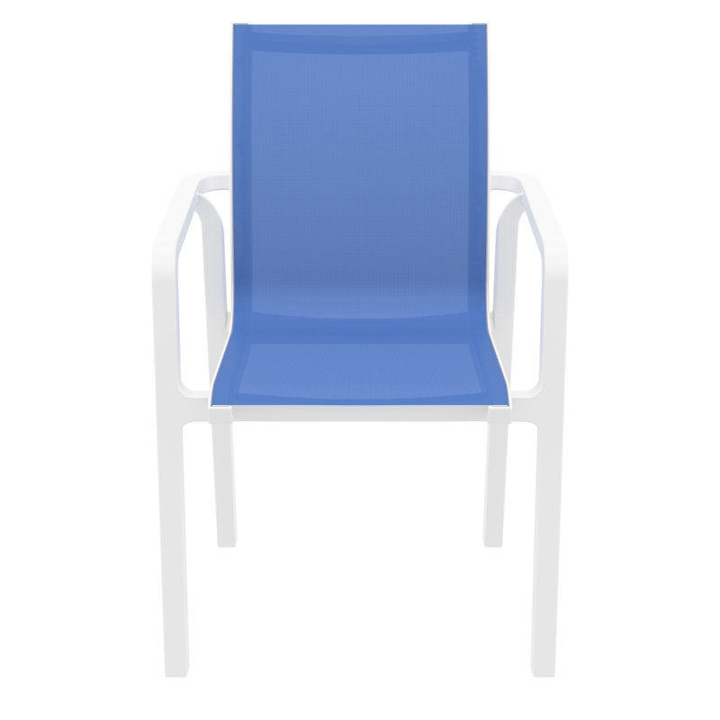 Farrah Stacking Patio Dining Armchair, White/Blue