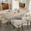 Table de salle à manger rectangulaire 63 "pour 4-6, plateau de table en pierre frittée beige, table de cuisine crème pour la salle à manger