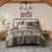 5 Piece Stripe Herringbone Comforter Set with Throw Pillows Brown King/Cal King