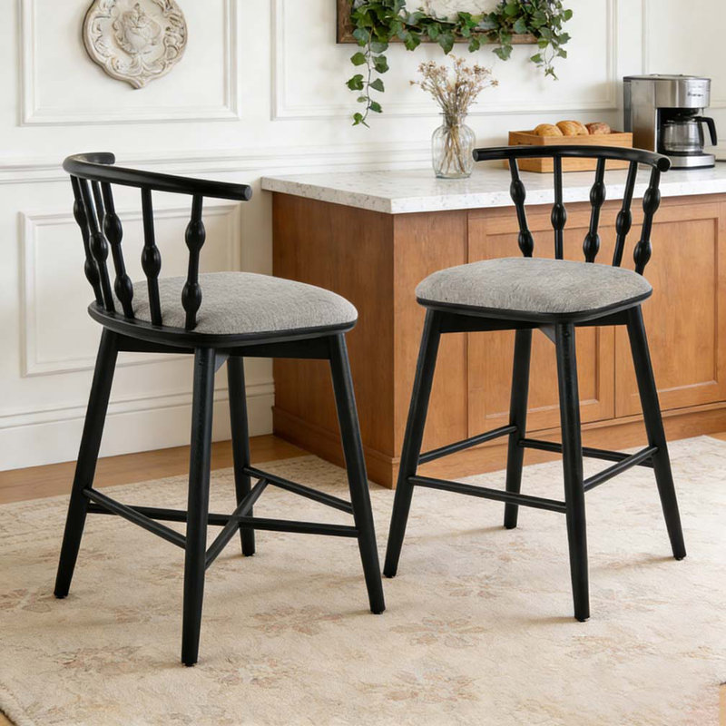 Ensemble de tabourets de bar d'intérieur en bois, Noir