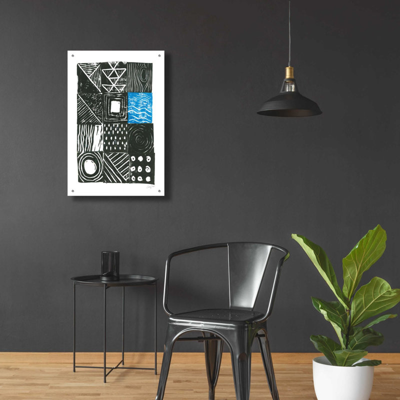 «Block Print II» par Courtney Prahl, art mural en verre acrylique, H 36 po x l 24 po x P 0,2 po