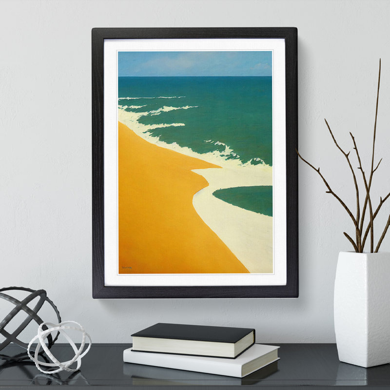 Enigmatic Beach - Single Picture Frame Painting, 64cm H x 46cm W x 2cm D, Black