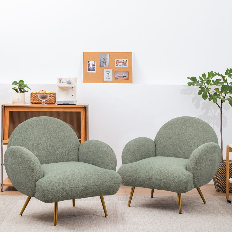 Fauteuil rembourré Ozpa Sherpa, Doré, Velours vert