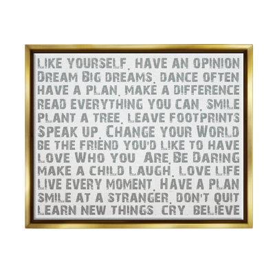 «Trinx Like Yourself Inspirational Typographie», art mural sur toile par Andrea James