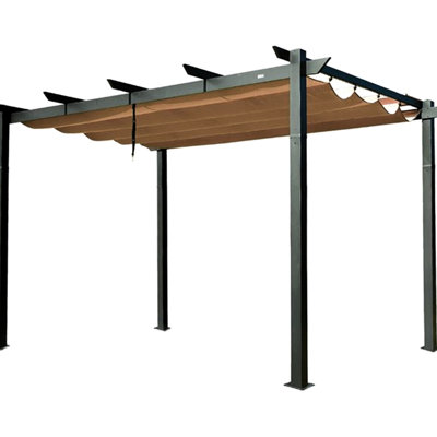 Retractable Pergola Canopy For Backyard - Aluminum Frame, To Corrosion, Sun & Block Outdoor Gazebo With Frame Shade, Rustproof, Patio Deck, 156In X 120In 93.6In