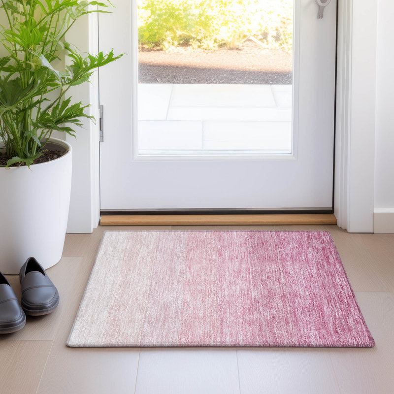 Premium Machine Washable Prisco Pink Rug, Rectangle 1'8" x 2'6"