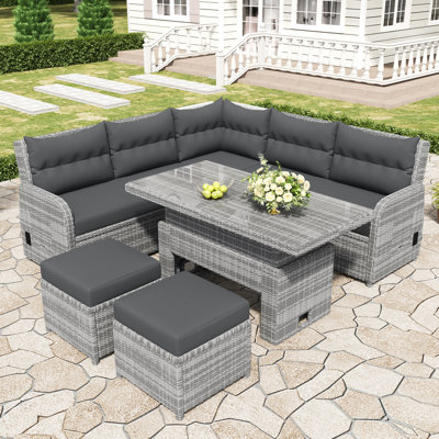 Outdoor Furniture Set Patio Rattan Furniture Set With An Adjustable Table