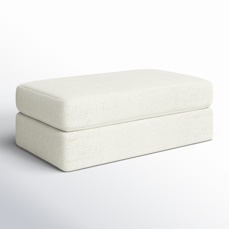 Camill Upholstered Ottoman, White Polyester Blend